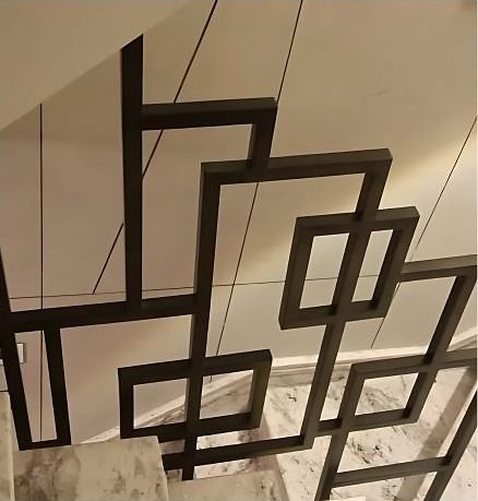 Blackened steel geometric balustrade panel