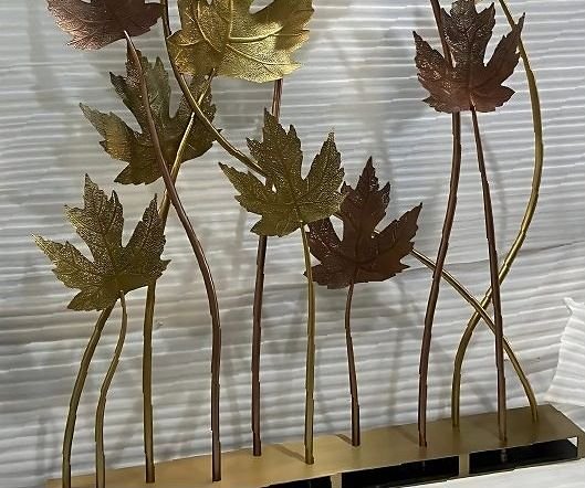 Brass and copper leaf-and-stem sculptures