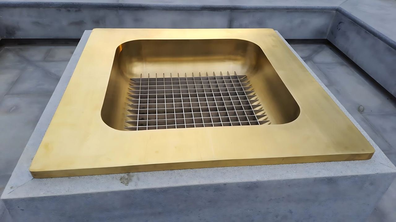 Brass fire basket and hearth tray