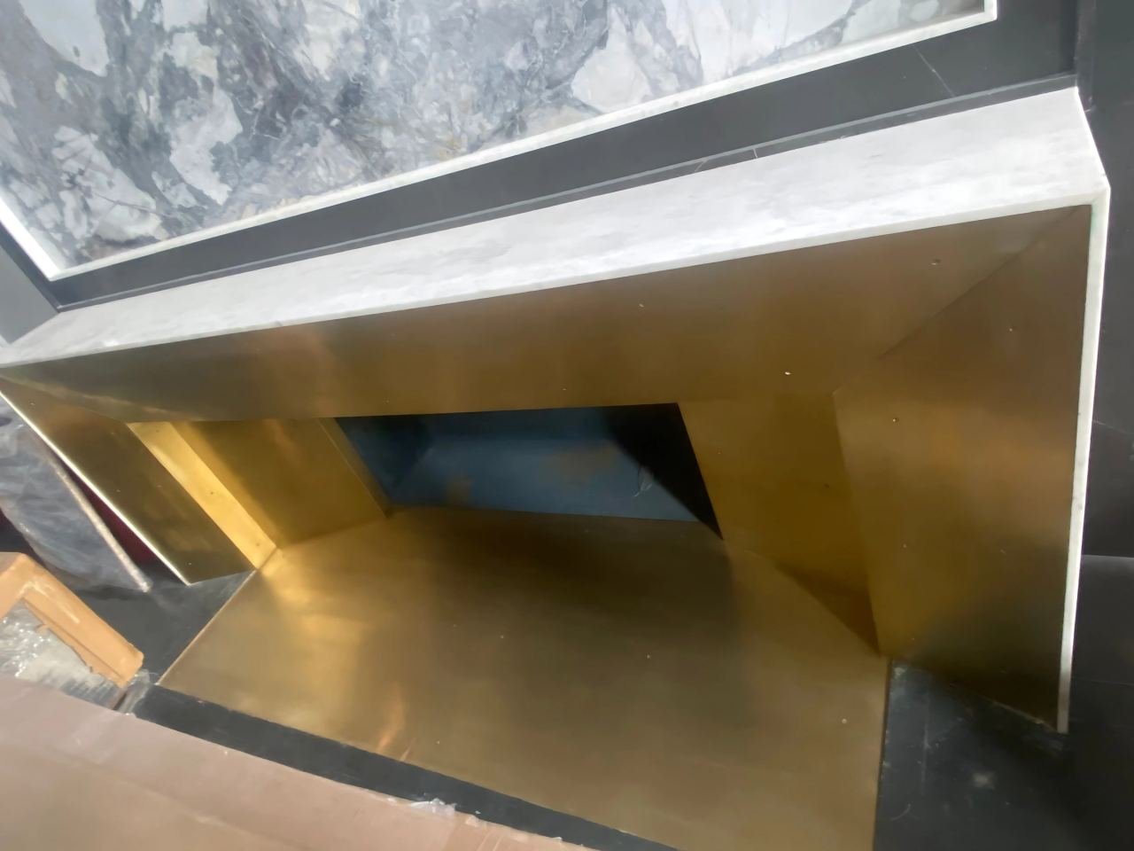 Brass fire basket and hearth tray