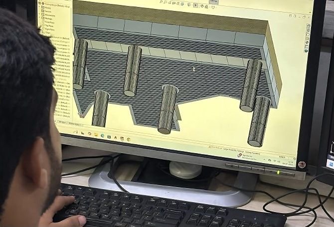 Fabrication drawing being nested on a workstation
