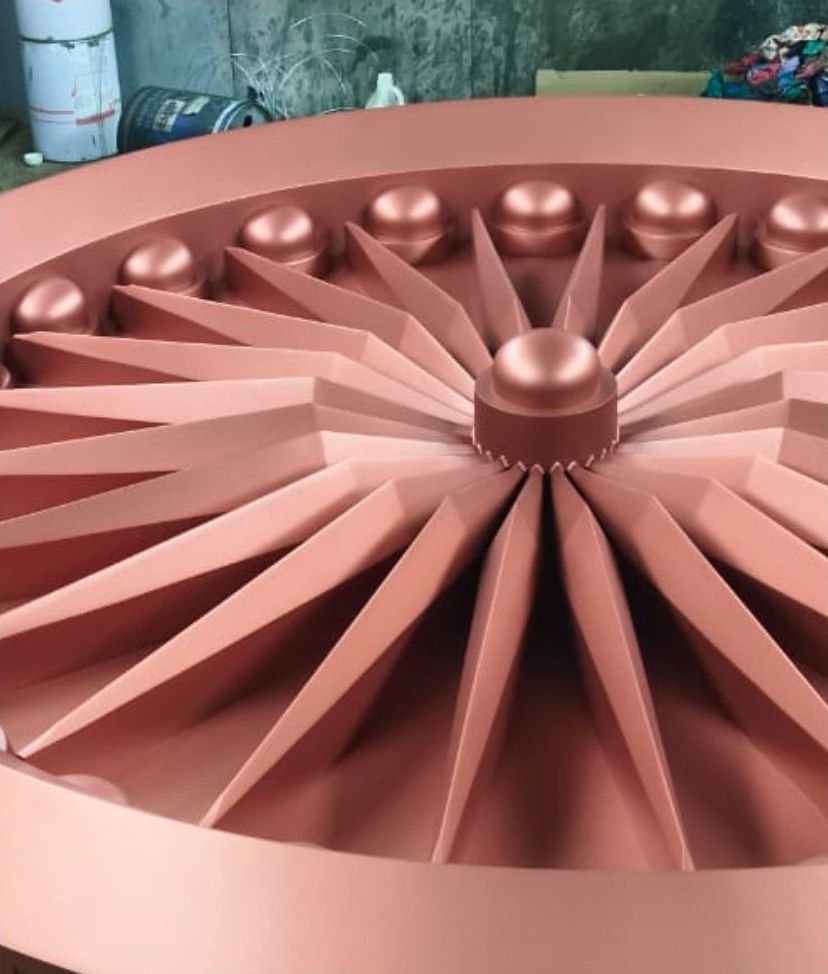 Cast metal rosette medallion for an architectural facade