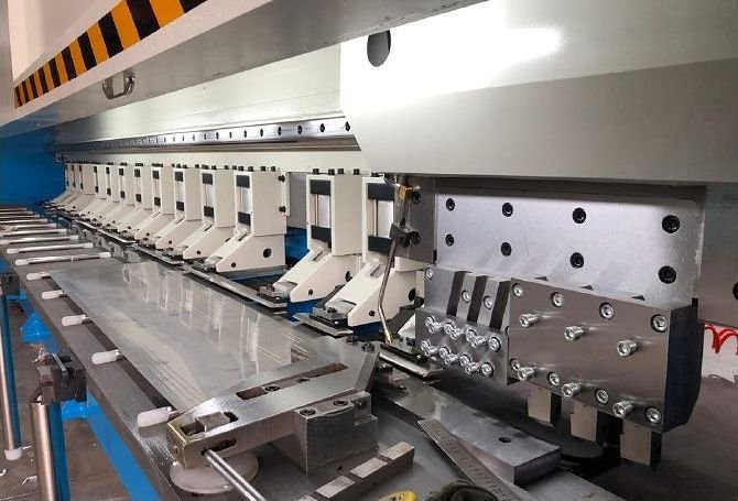 Five-axis CNC press brake set up for metal forming