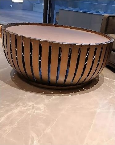 Copper slatted drum table base