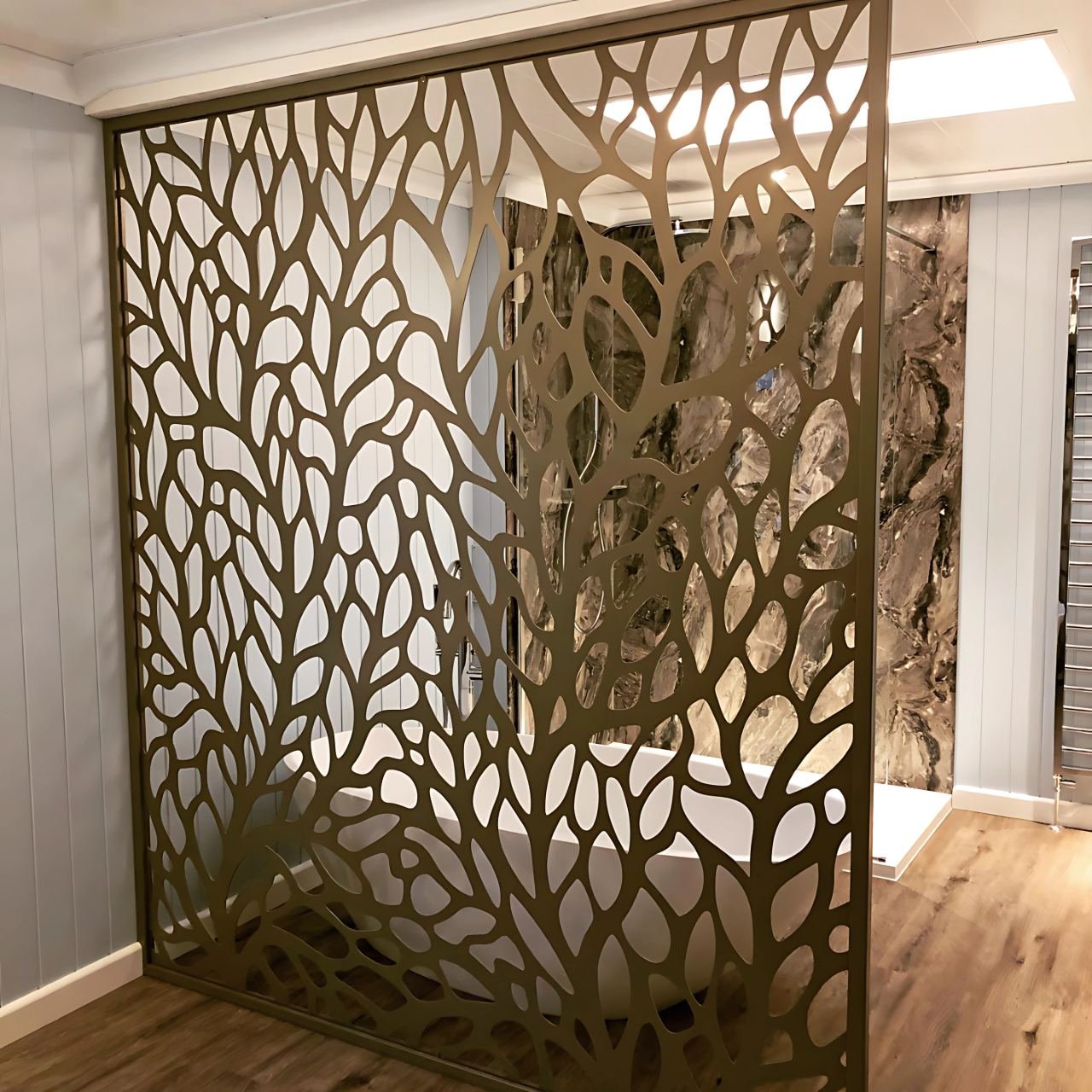 Decorative metal screen and partition