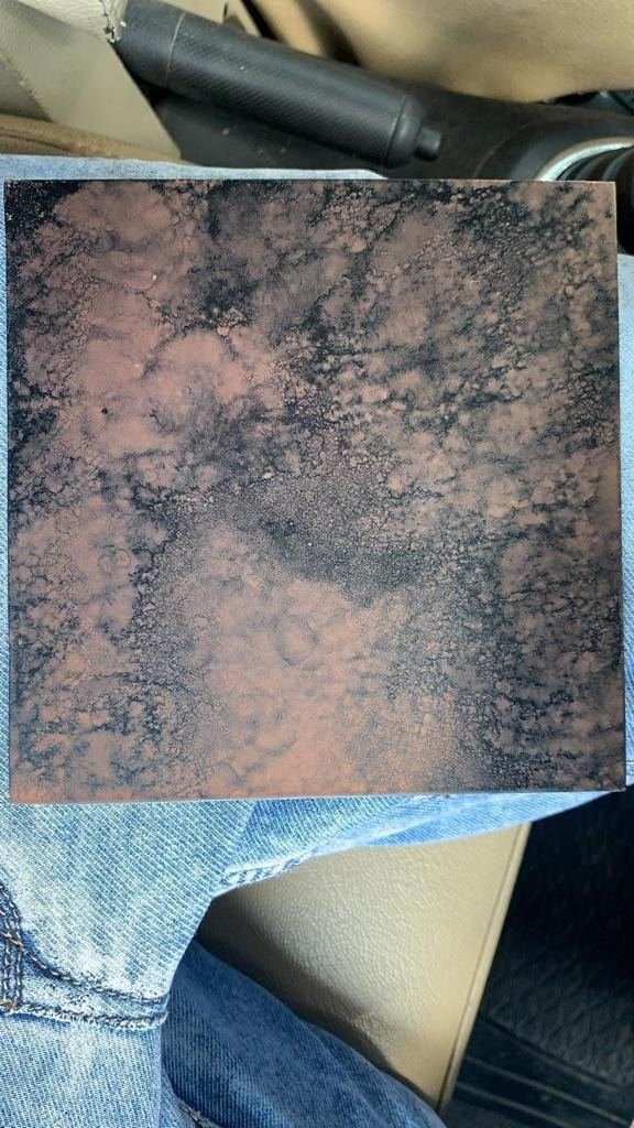 Distressed metal finish sample