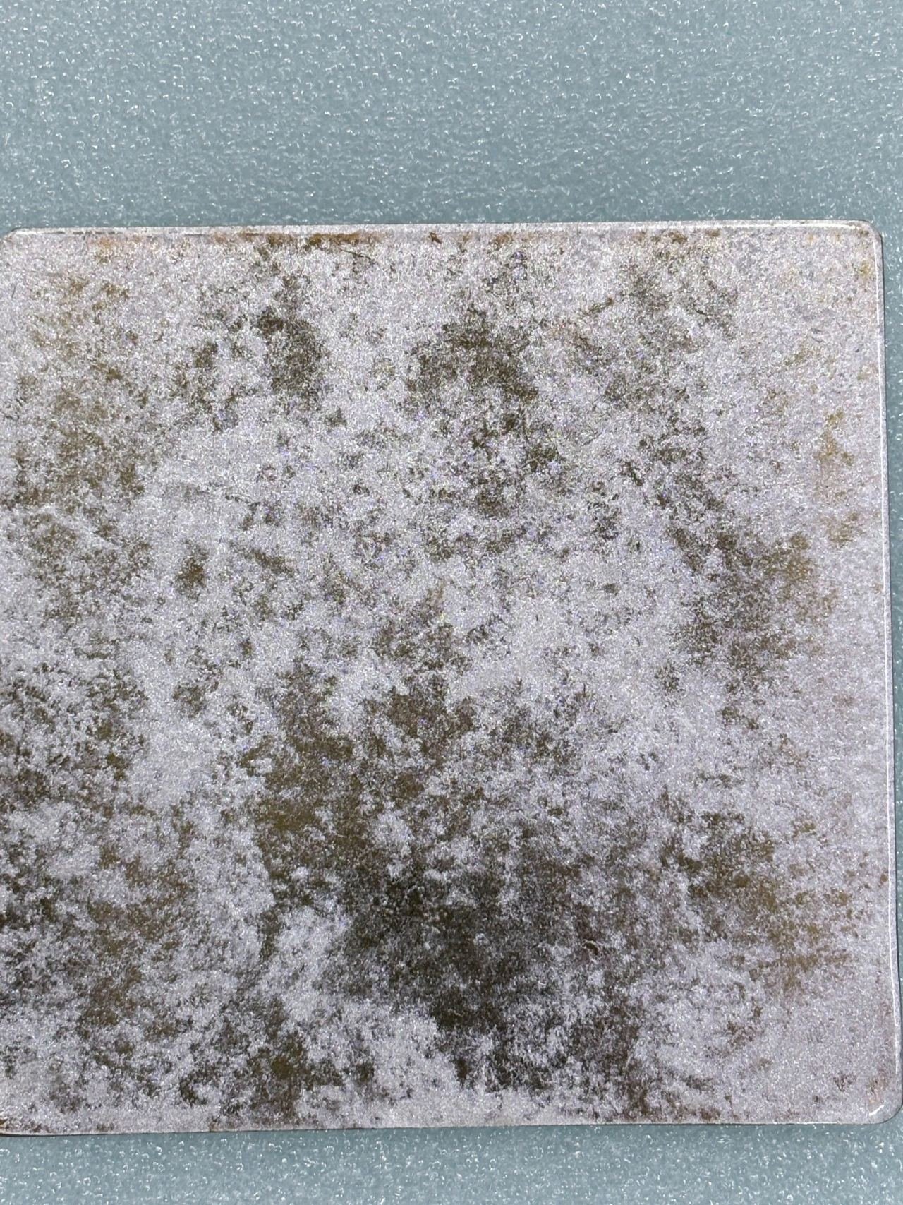 Distressed metal finish sample