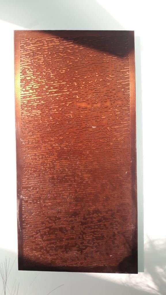 Etched metal finish sample