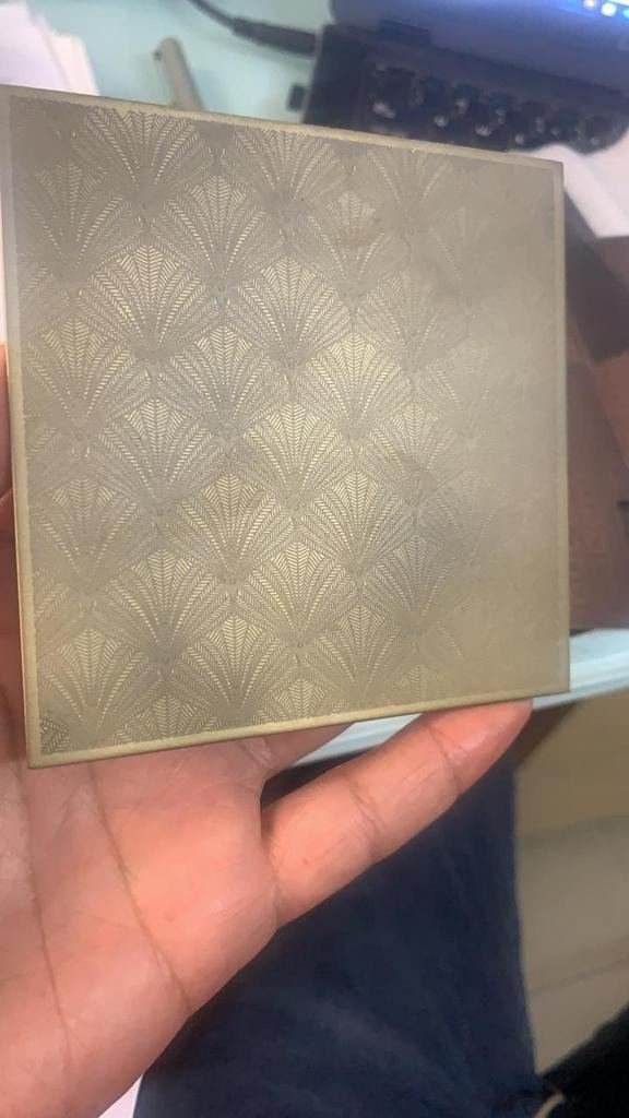 Etched metal finish sample
