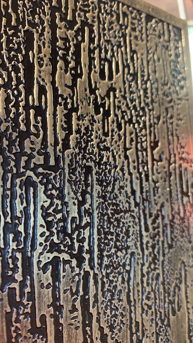 Etched metal finish sample
