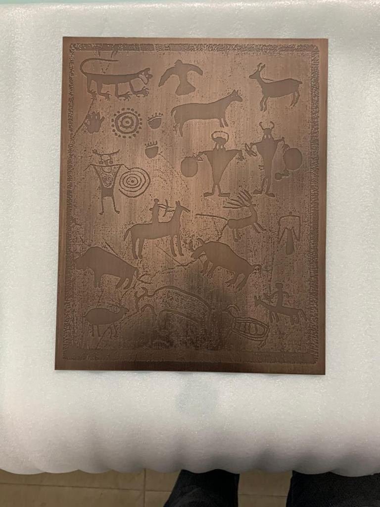 Etched metal finish sample