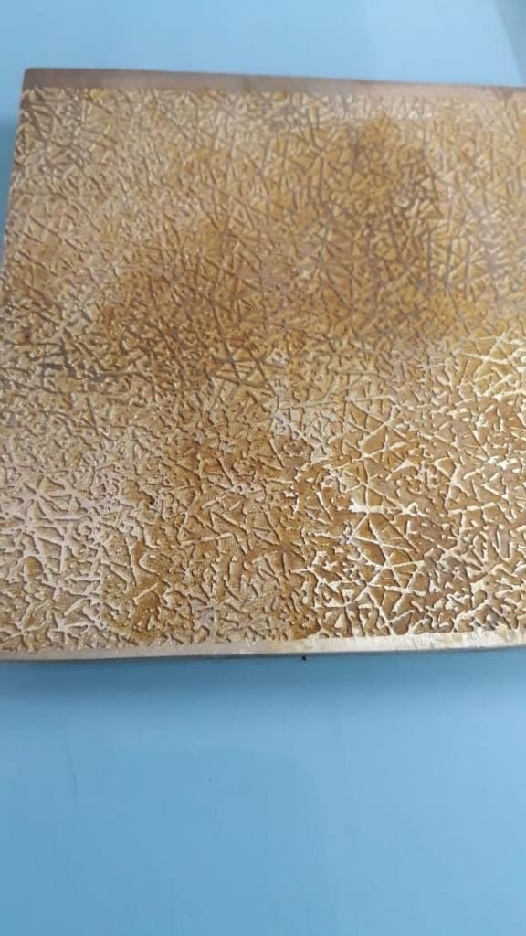 Etched metal finish sample