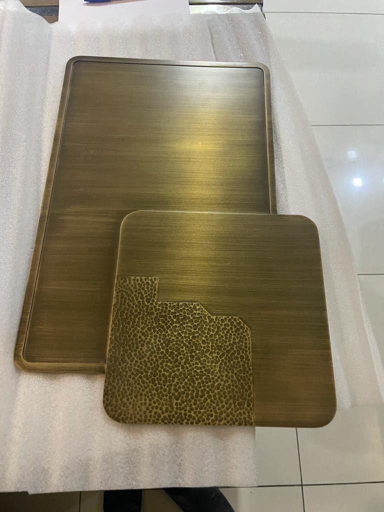 Etched metal finish sample