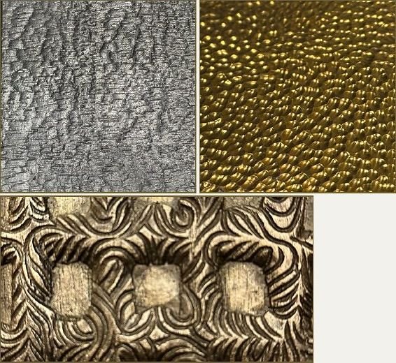 Hammered and dimpled metal texture samples