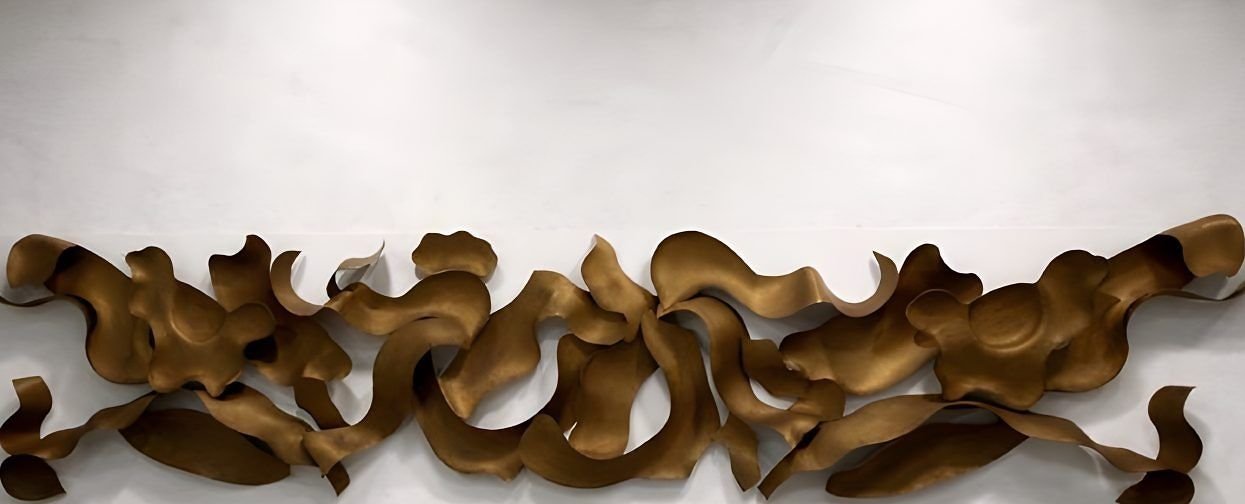 Hand-formed copper ribbon wall art