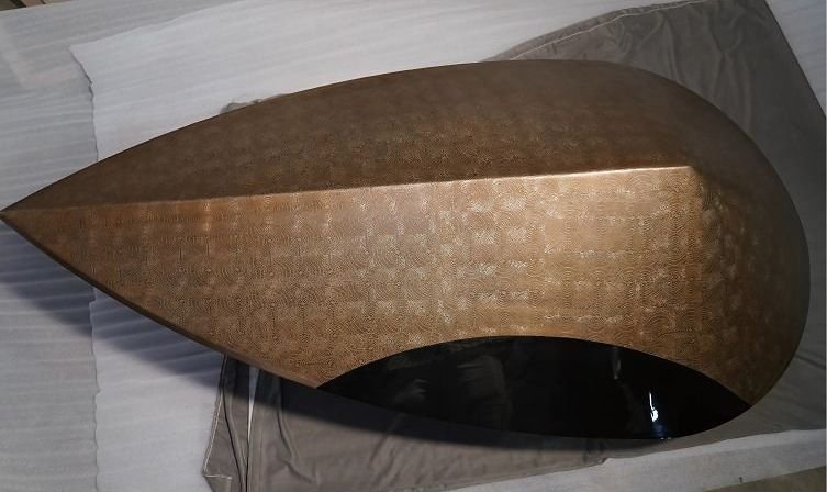 Hand-hammered copper sculptural form