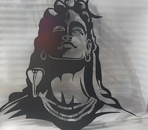 Laser-cut steel wall artwork depicting Shiva