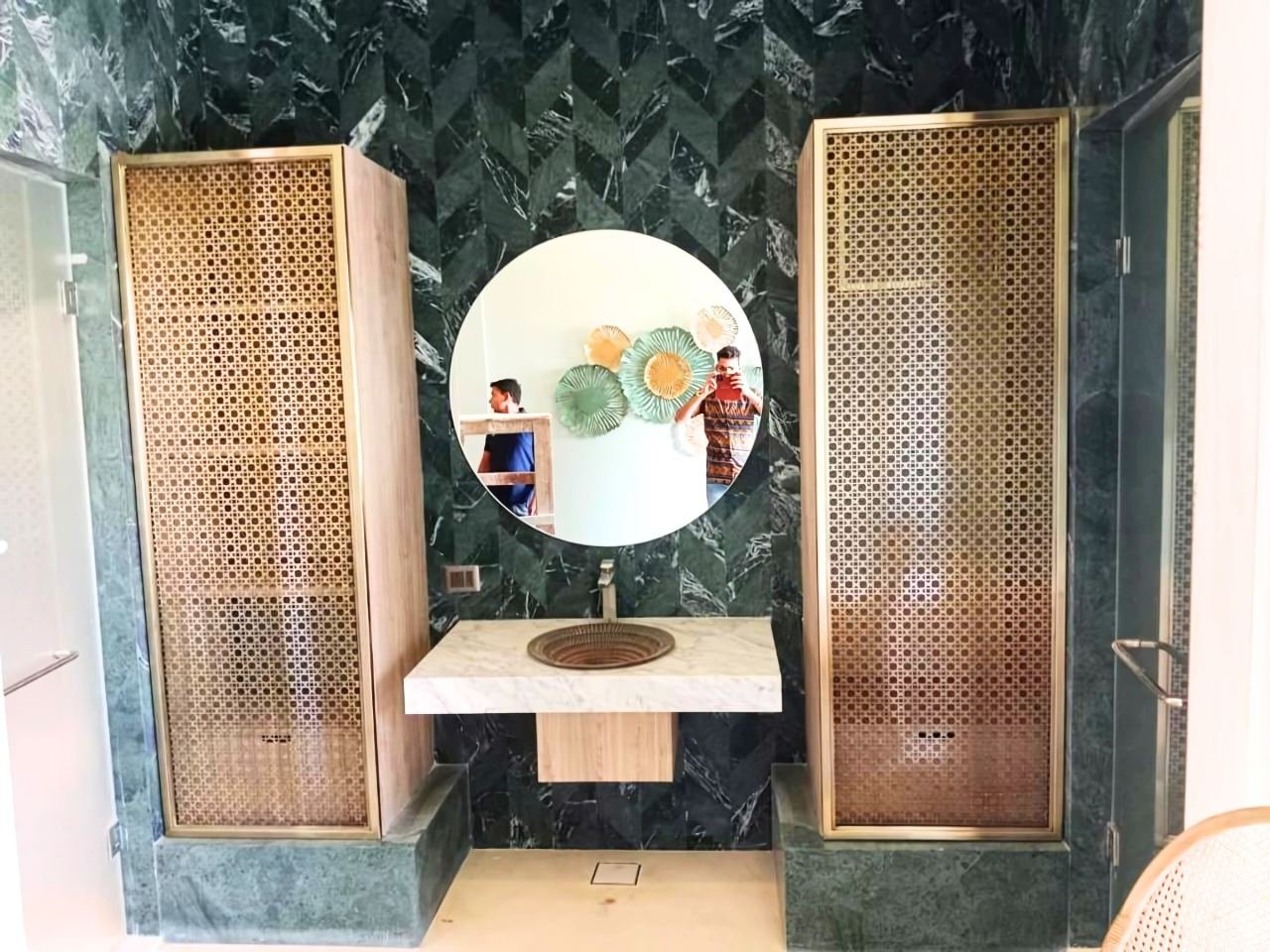 Metal-framed furniture in a hospitality interior