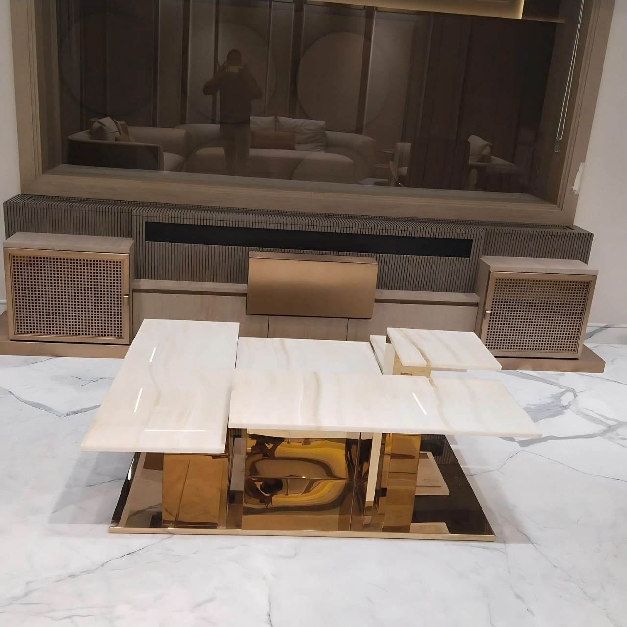 Metal TV panel and media unit