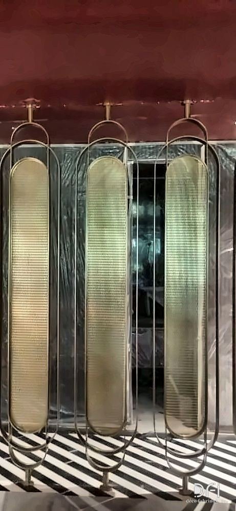 Antique brass framed glass screen panels