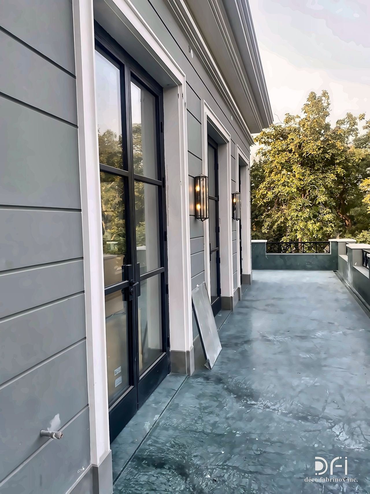 Black steel-framed terrace doors