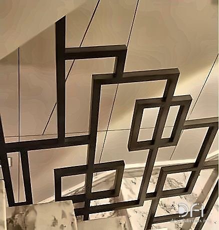Blackened steel geometric balustrade panel