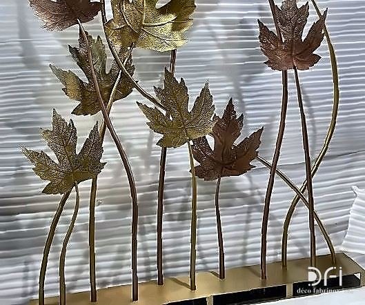 Brass and copper leaf-and-stem sculptures