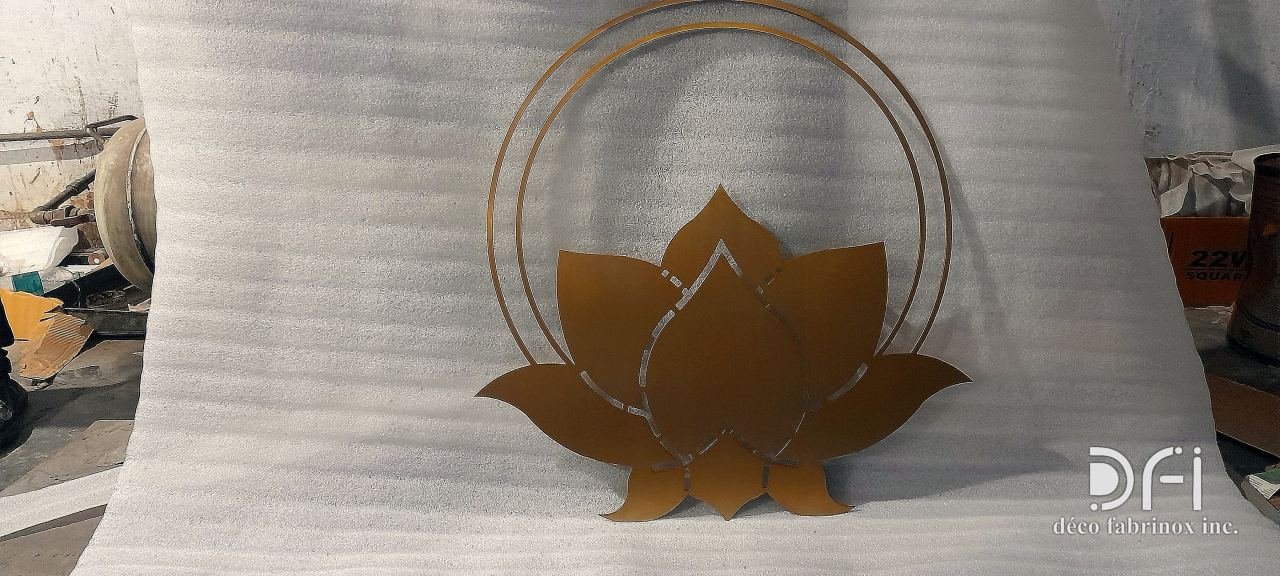Brass lotus emblem in a ring