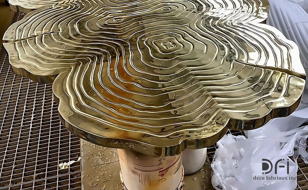 Cast brass centre table with an organic rippled top