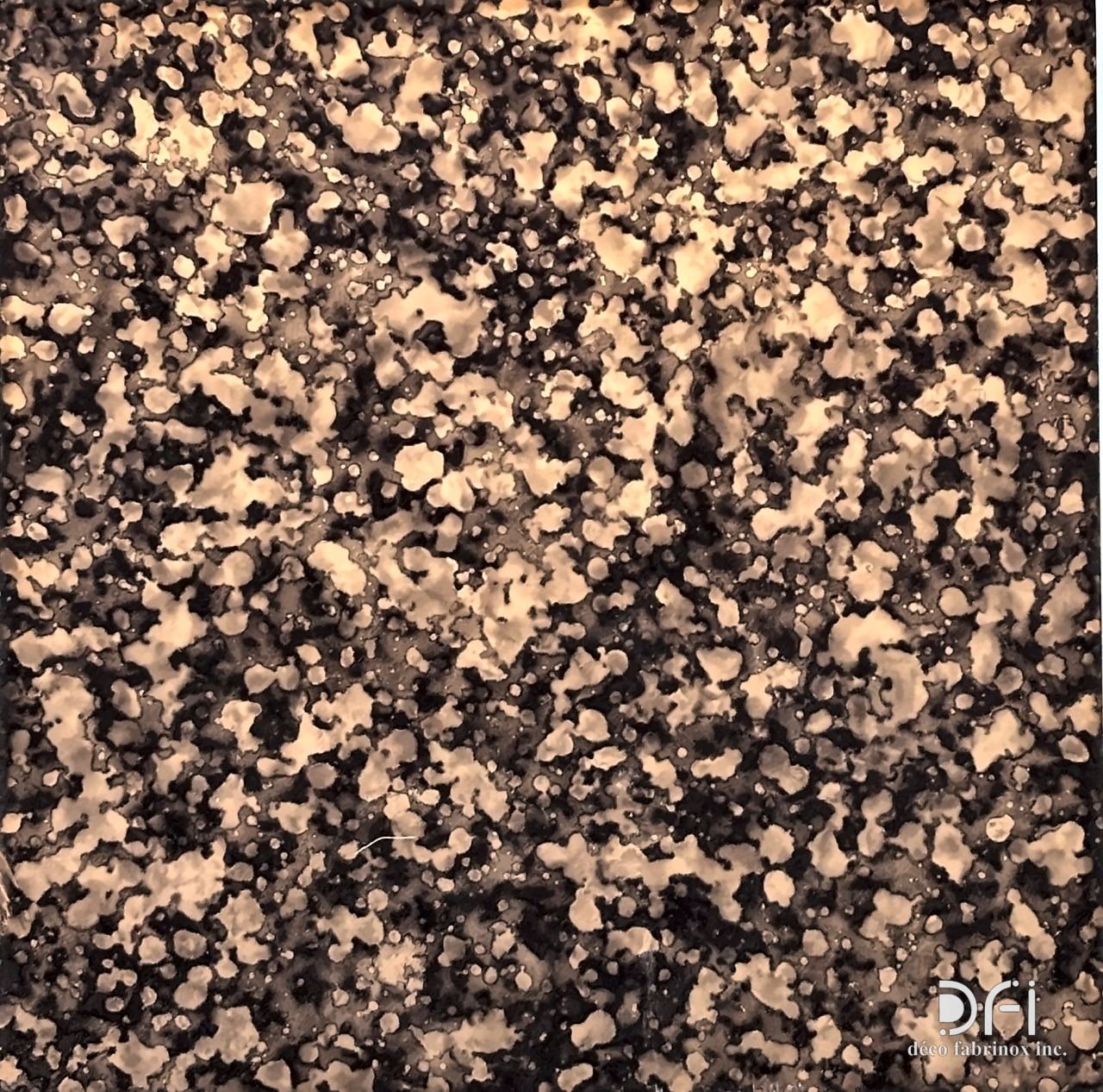 Leopard-spot finish in copper and black