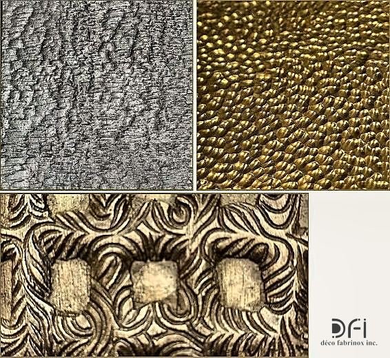 Hammered and dimpled metal texture samples