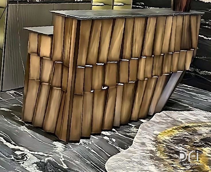 Hand-beaten brass console table with a stone top