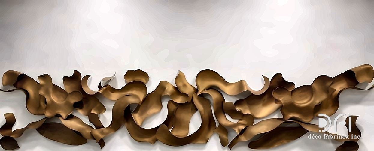 Hand-formed copper ribbon wall art