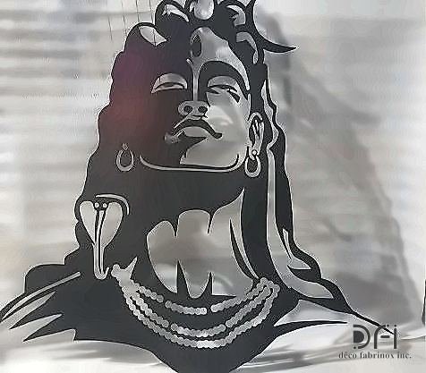 Laser-cut steel wall artwork depicting Shiva