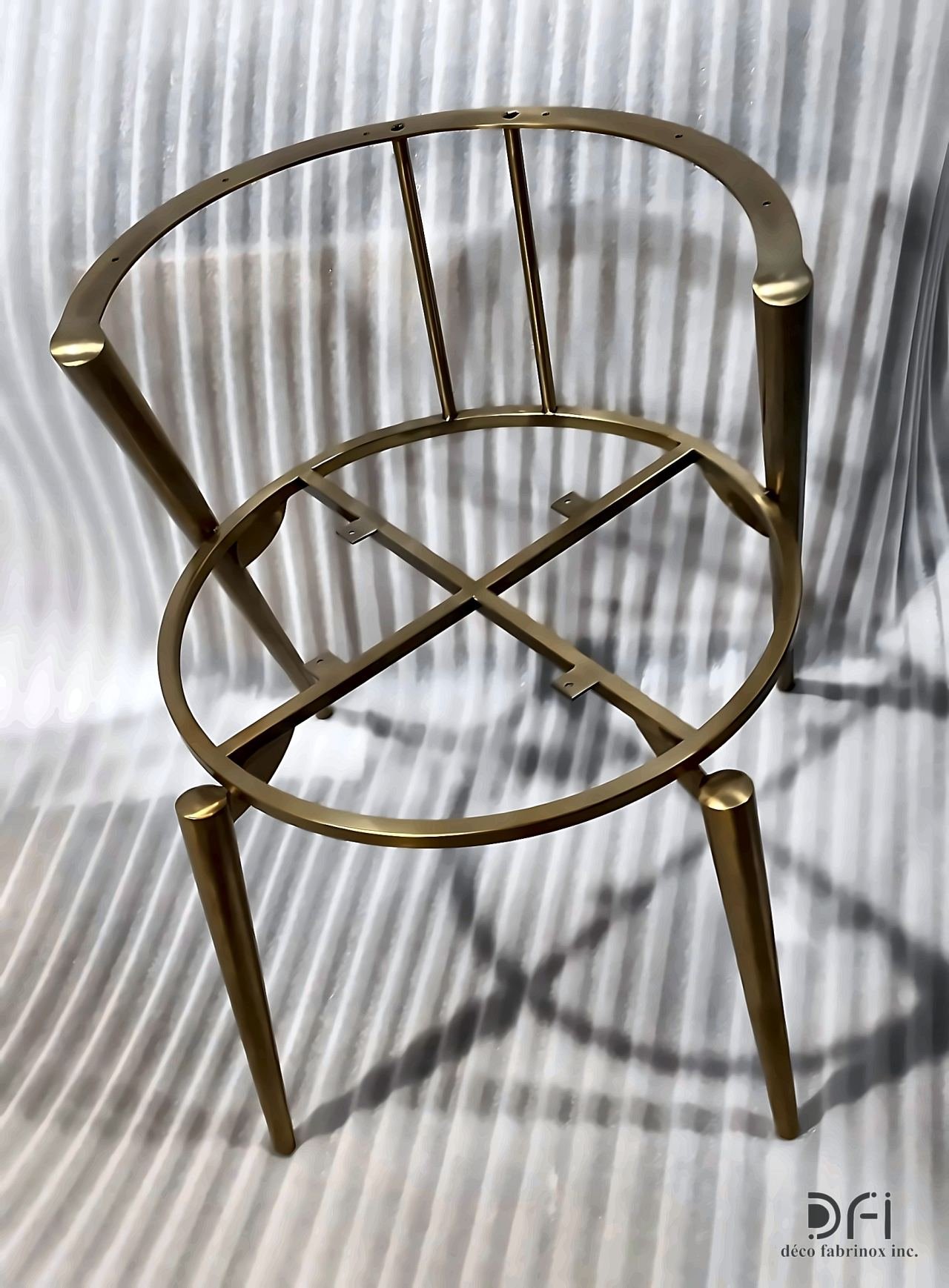 Brass round chair frame before upholstery