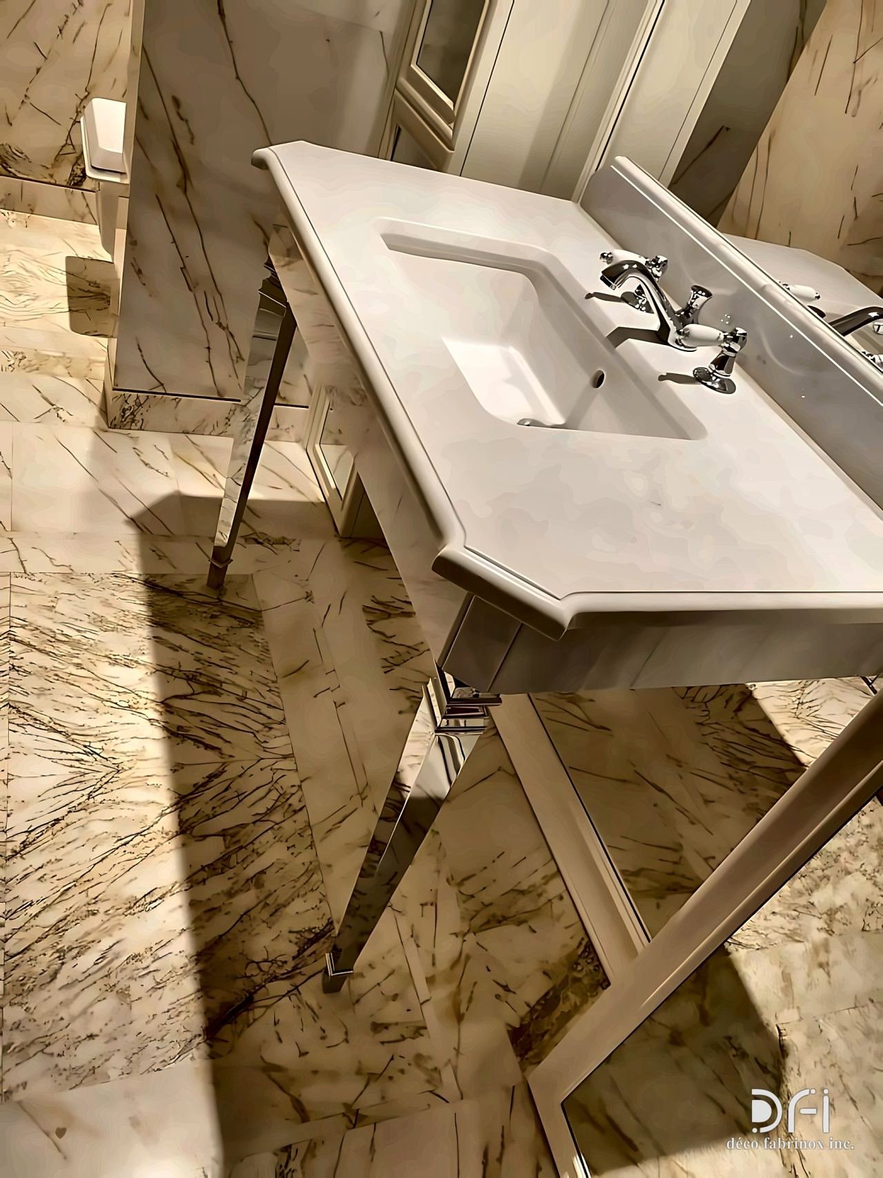 Metal-legged washstand with a stone top