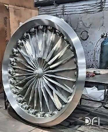 Stainless steel cast medallion in the workshop